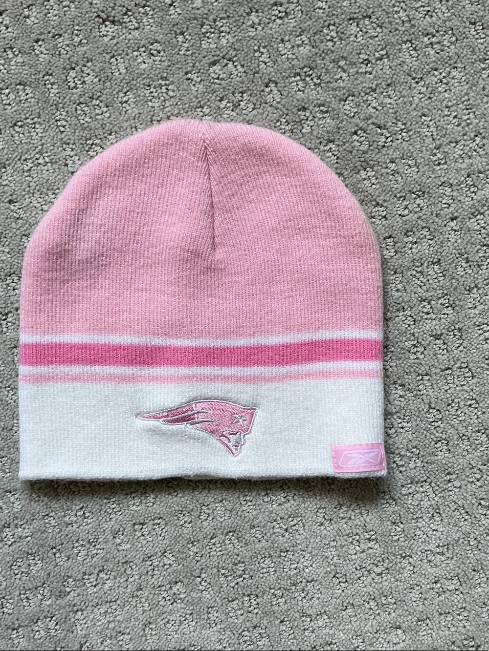 Reebok Kids Pink & White Team Logo Knit Beanie